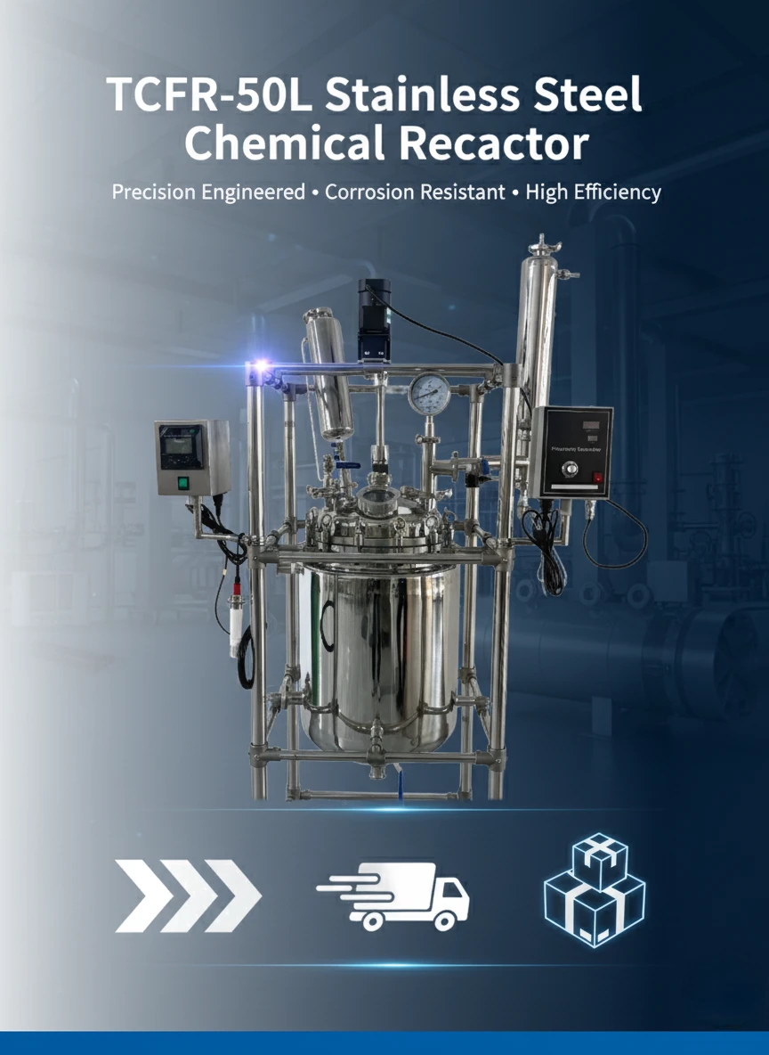 مفاعل كيميائي من الفولاذ المقاوم للصدأ سعة 50 لترًا جاهز للشحن إلى تشيلي